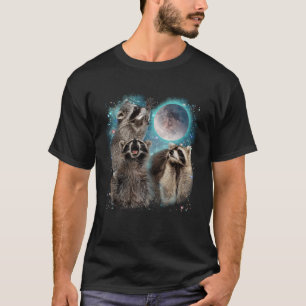 3 Racoon Moon Howling Racoon Head Funny For Men W T-Shirt