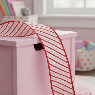 3" Red and Pink Candy Cane Striped Kids Xmas Grosgrain Ribbon