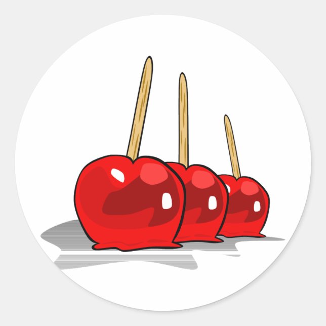 3 Red Candy Apples Classic Round Sticker (Front)