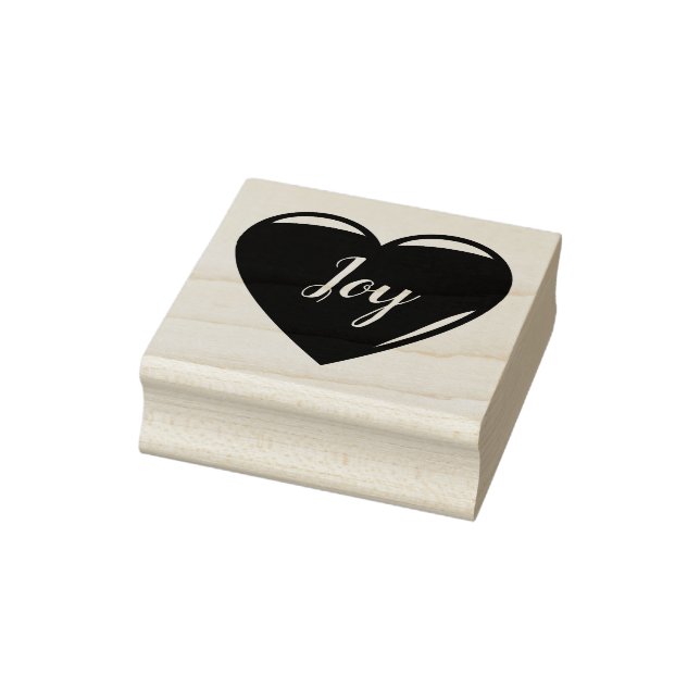 3 Red heart shaped Joy, hearts, Rubber Stamp (Stamp)