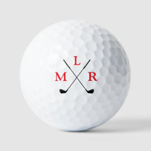 3 Red Initial Letters Personalised Monogram Golf Balls