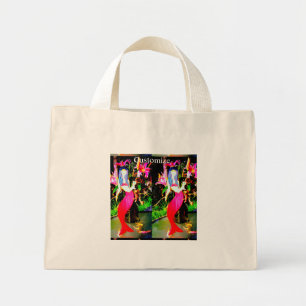 3 red mermaids partying mini tote bag