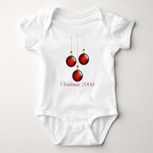 3 Red Ornaments Change to Current Year or Quote Baby Bodysuit