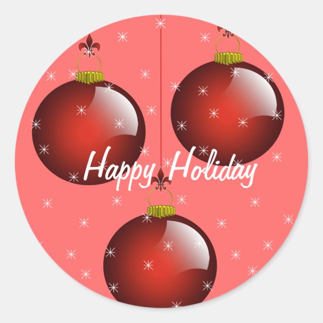 3 Red Ornaments Classic Round Sticker (Front)