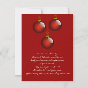 3 Red Ornaments Invitation