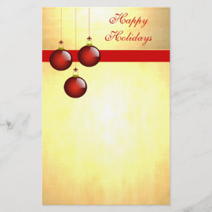 3 Red Ornaments Stationery