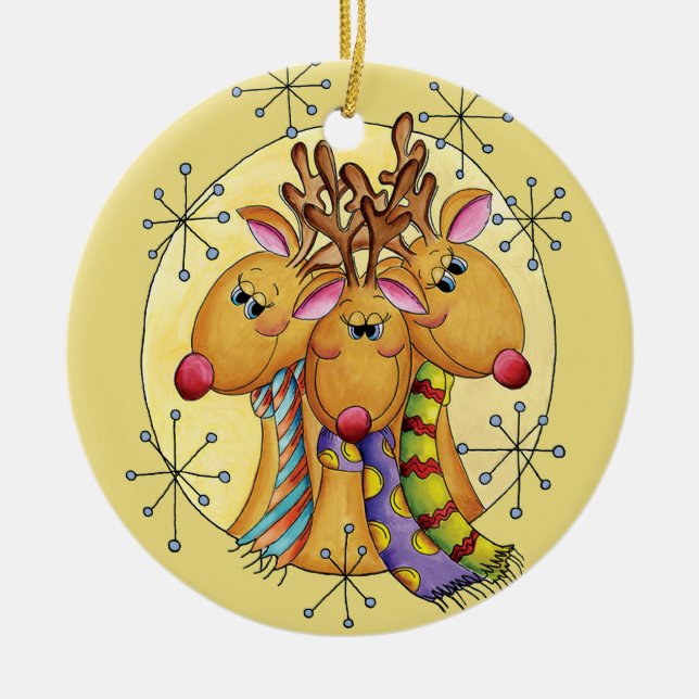 3 Reindeer Christmas Ornament (Front)