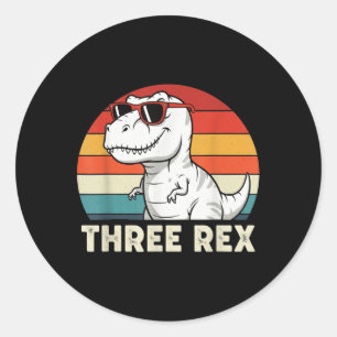 3 Rex Dinosaur 3rd Birthday Boy Girl Three Rex Bir Classic Round Sticker