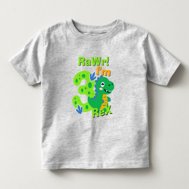 3 Rex Dinosaur Birthday Shirt (Front)