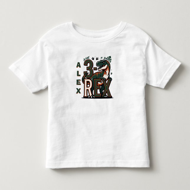 3 Rex Dinosaur Birthday T-Shirt (Front)
