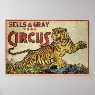 3 Ring Circus - circa 1930 distressed Poster