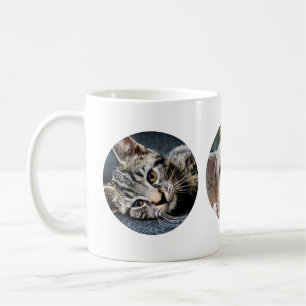 3 ROUND Photos Make Your Own Mug New Pet Cat Dog