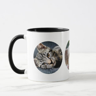 3 ROUND Photos Make Your Own Mug New Pet Cat Dog