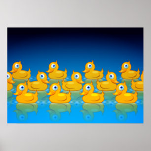 3 rows of rubber ducks poster