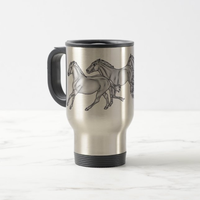 3 Running Horses BABBS Travel Mug (Front Left)