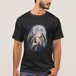 3 Salmon Fish Howling At The Moon Funny Salmon Fis T-Shirt