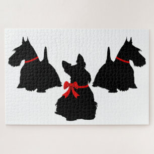 3 Scottish Terrier black silhouette /1014 piece Jigsaw Puzzle
