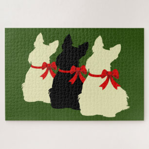 3 Scottish Terrier black silhouette /1014 piece Jigsaw Puzzle
