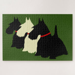 3 Scottish Terrier black silhouette /1014 piece Jigsaw Puzzle