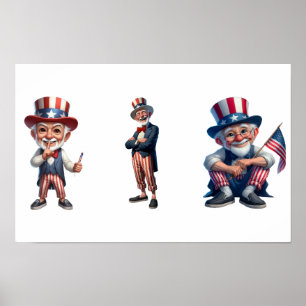 3 senior citizens dressed as Uncle Sam Poster