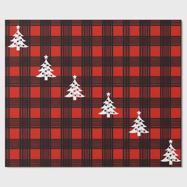 3-Set Buffalo Plaid Christmas Wrapping Paper  (Flat)