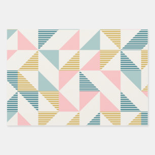 3 set of geometric themed wrapping paper sheet