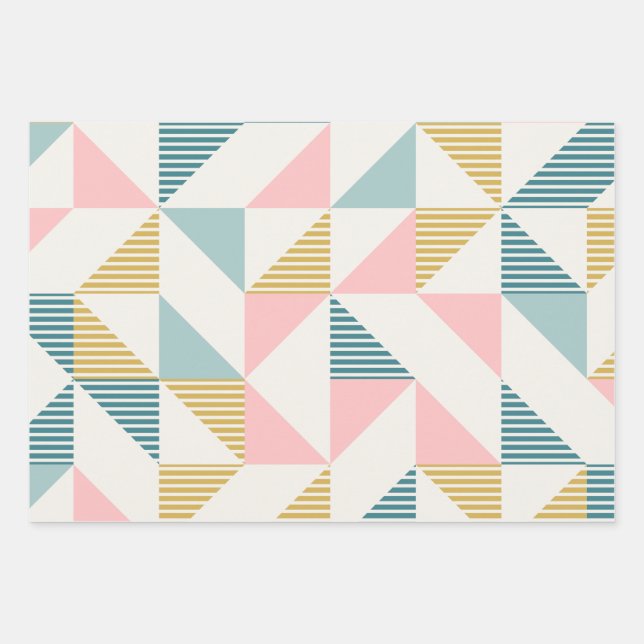 3 set of geometric themed  wrapping paper sheet (Front)