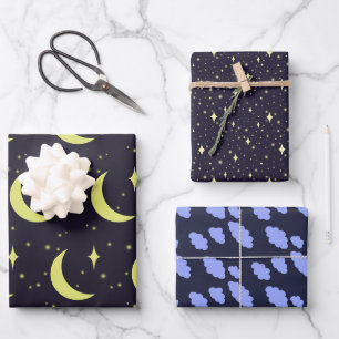 3 set of night sky wrapping paper
