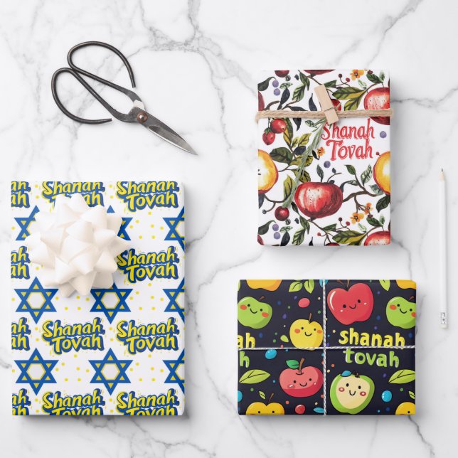 3 Shanah Tovah wrapping sheets (Front)