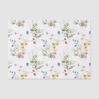 3 sheets, Colourful Watercolor Wildflowers 1600s Tissue Paper