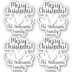 3 Silver Hearts Merry Christmas Personalised Name