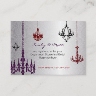 3 Silver Red & Black Chandeliers Damask Wedding Enclosure Card