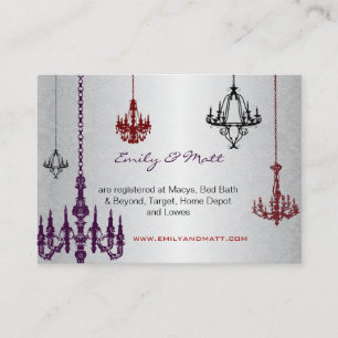 3 Silver Red & Black Chandeliers Damask Wedding Enclosure Card