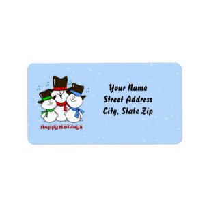 3 Singing Snowmen Address Label