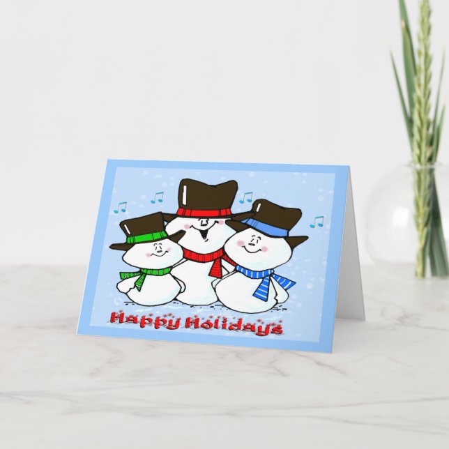 3 Singing Snowmen Holiday Card (Front)