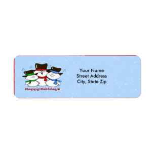 3 Singing Snowmen Return Address Label