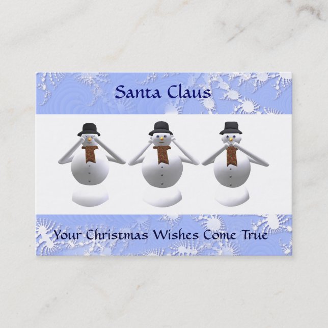 3 Snowmen Christmas Business Card & 2011 Calendar (Front)