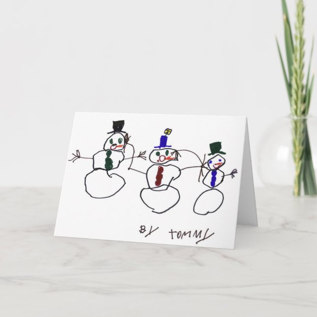 3 Snowmen Holiday Card (Front)