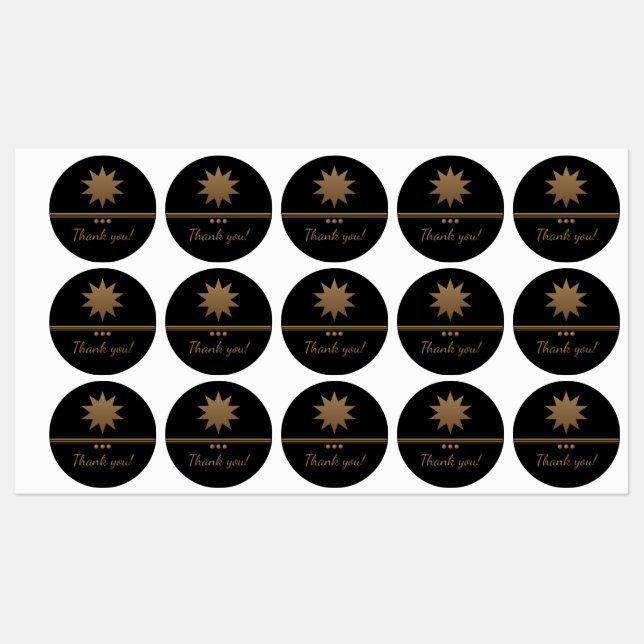 3 Sphere Brushed Gold Black Professional Labels (Sheet)