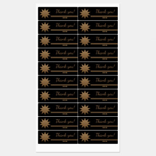 3 Sphere Gold Text Black Thank You Labels