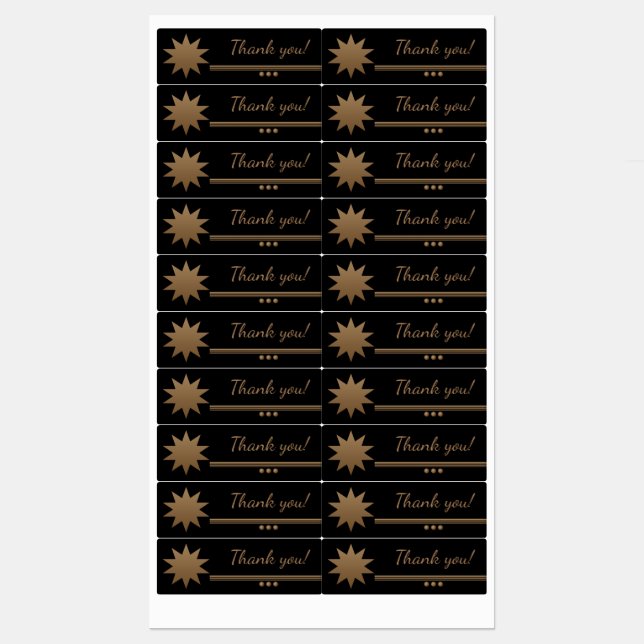 3 Sphere Gold Text Black Thank You Labels (Sheet)