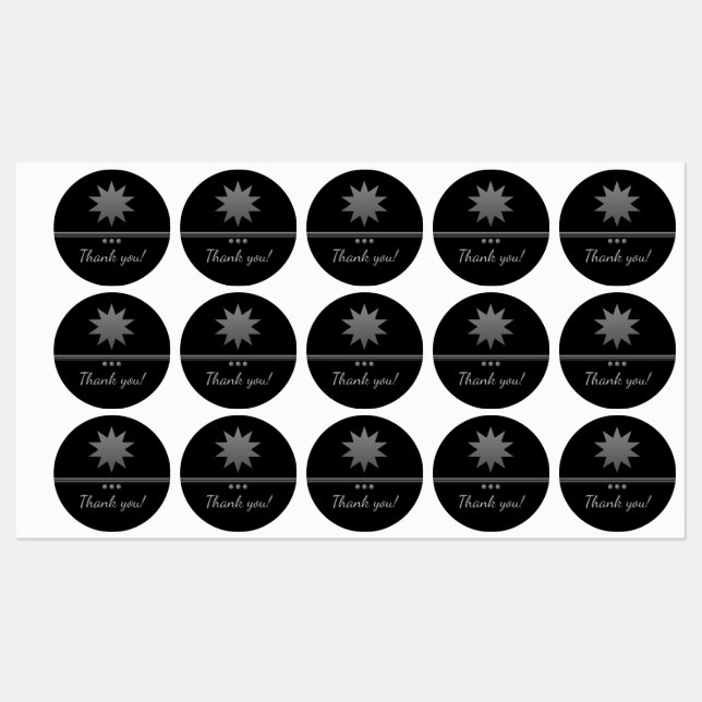 3 Sphere Silver Text Black Professional Labels (Sheet)