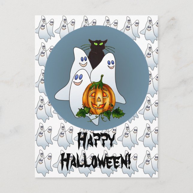 3 SPOOKS, JACK & CAT by SHARON SHARPE Postcard (Front)