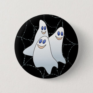 3 SPOOKS on a SPIDER WEB by SHARON SHARPE 6 Cm Round Badge