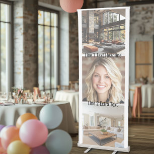 3 Square Photo Collage CAN EDIT COLOR Retractable Banner