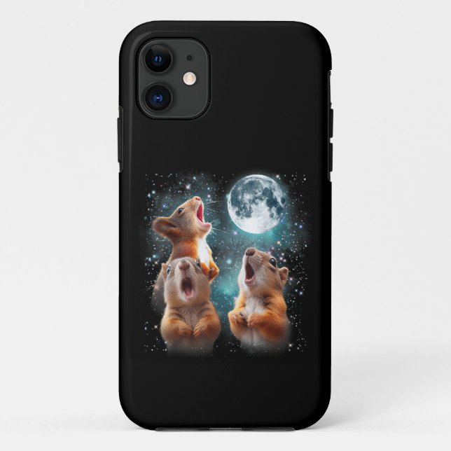 3 Squirrel Moon Howling Squirrel Head Funny Case-Mate iPhone Case (Back)