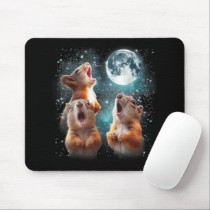 3 Squirrel Moon Howling Squirrel Head Funny Mouse Mat