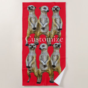 3 Standing Meerkats Thunder_Cove Beach Towel
