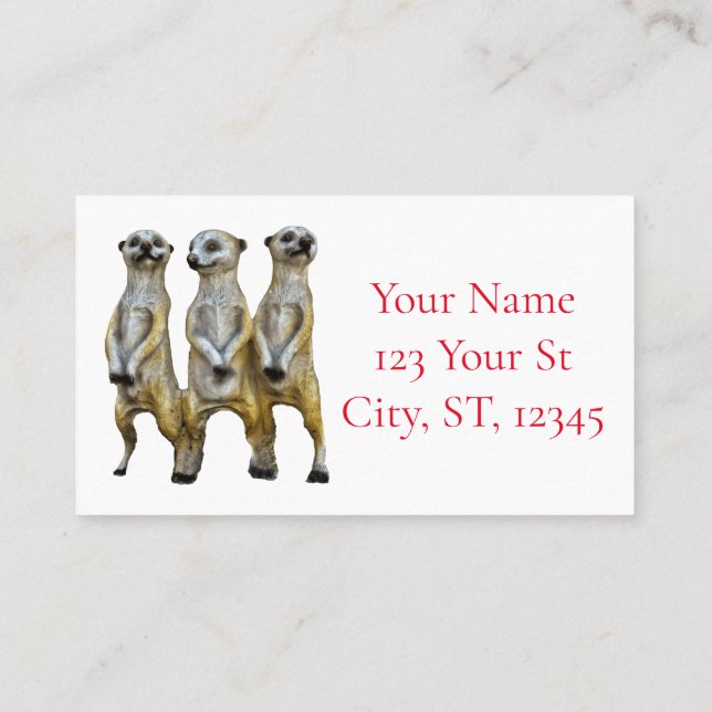 3 Standing Meerkats Thunder_Cove  Business Card (Back)