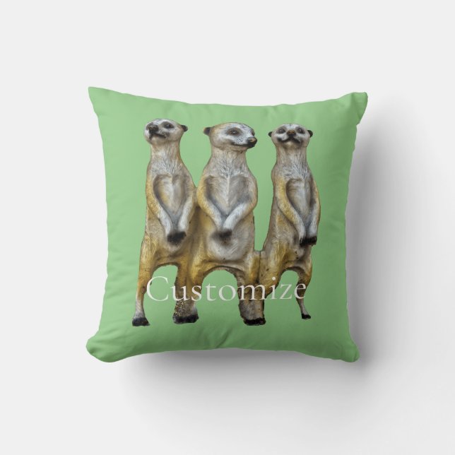 3 Standing Meerkats Thunder_Cove  Cushion (Front)